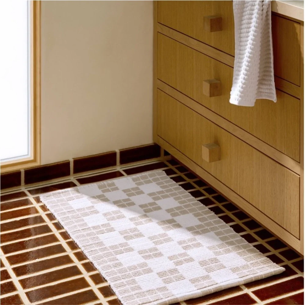 PARACHUTE NWT cotton tile tub mat -parchment -1’6”x2’6”